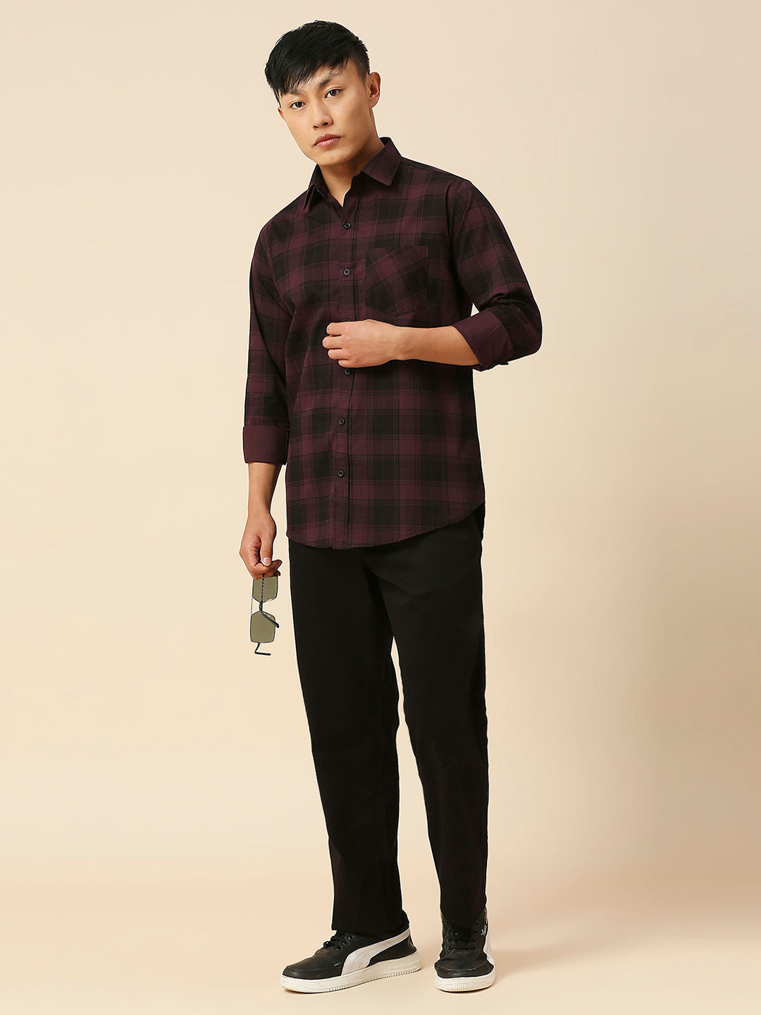 Blissful Cotton Checked Shirt for Men