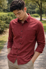 Mens Rust Red Slim Fit Casual Shirt 5