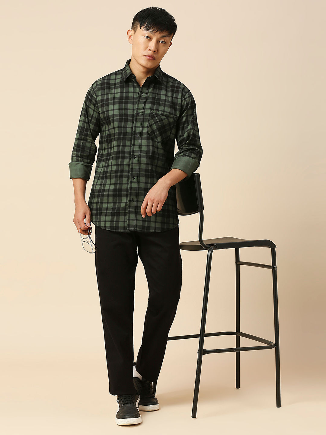 Lush Cotton Checked Shirt for Men