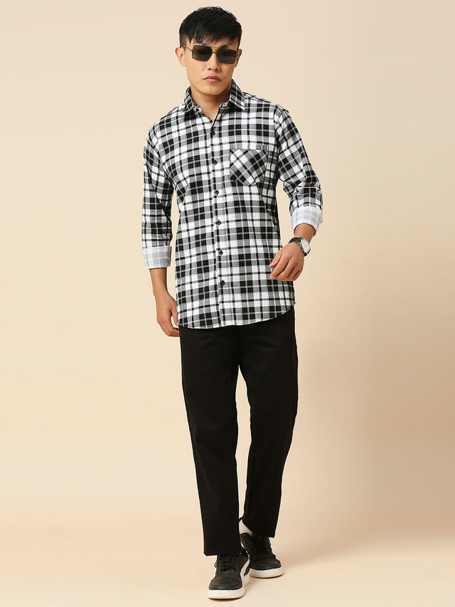 Smooth Checked Cotton Shirt for Men
