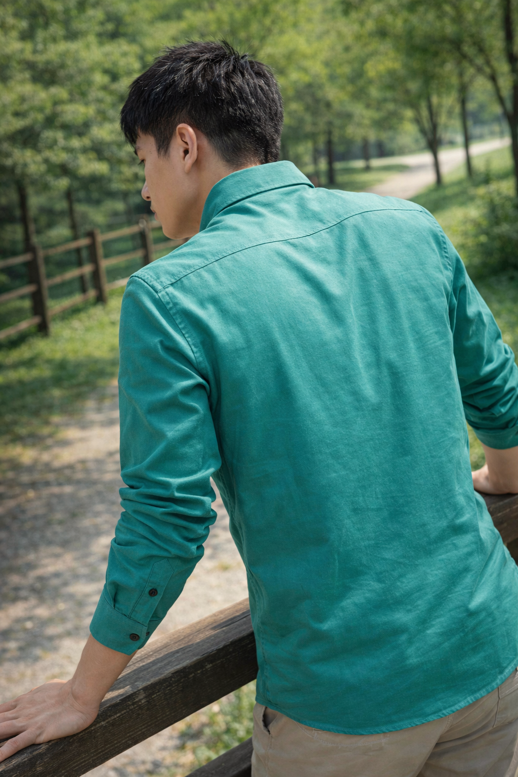 Men's Teal Green Slim Fit Casual Shirt