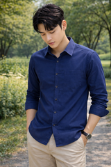 Mens Navy Blue Slim Fit Casual Shirt 1