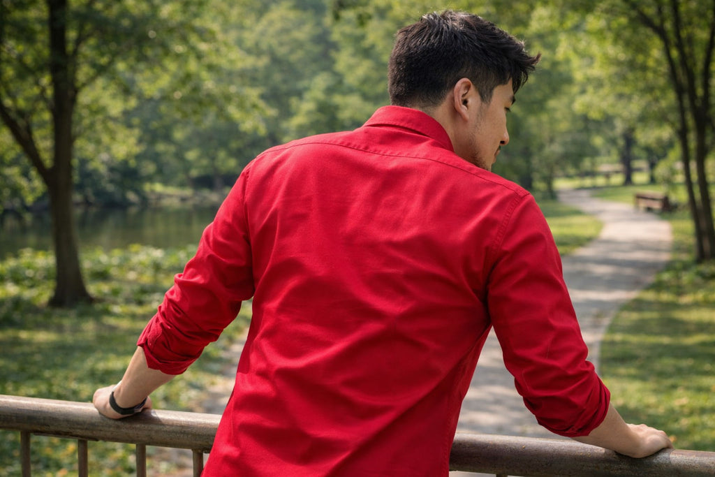 Mens Classical Red Slim Fit Casual Shirt