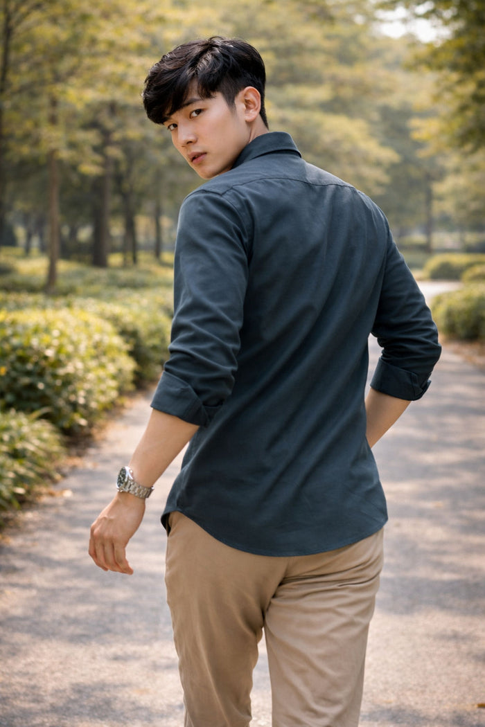Men's Green Slim Fit Casual Shirt 2