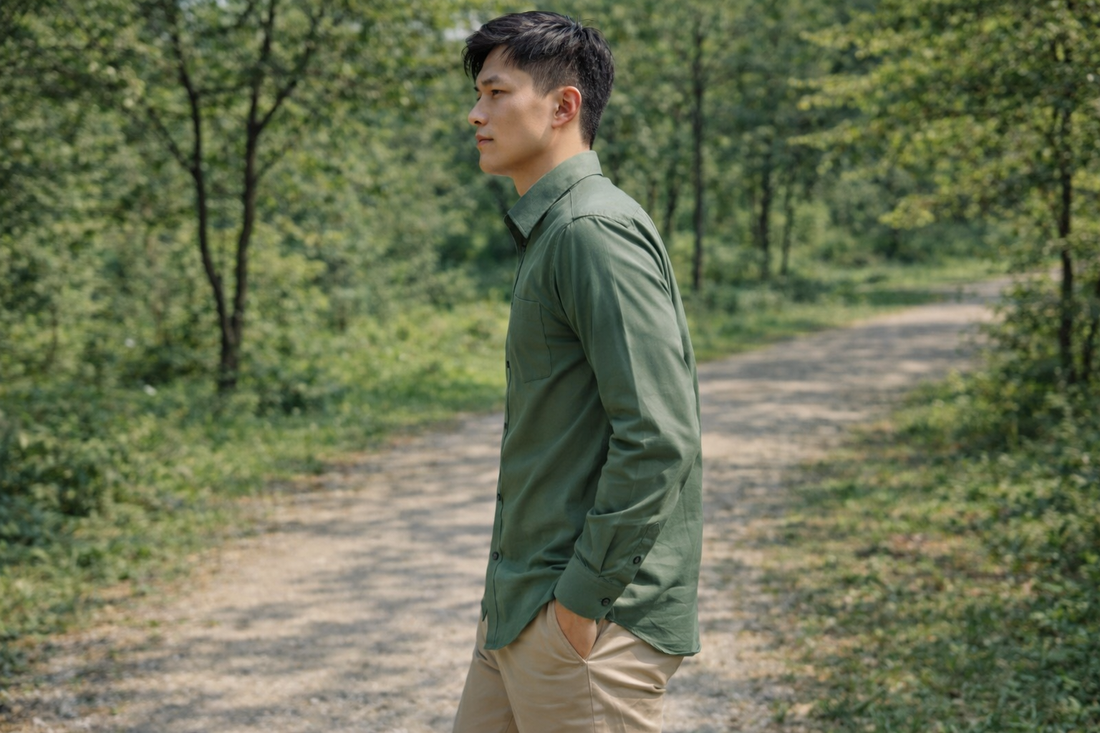 Men's Dusty Green Slim Fit Casual Shirt