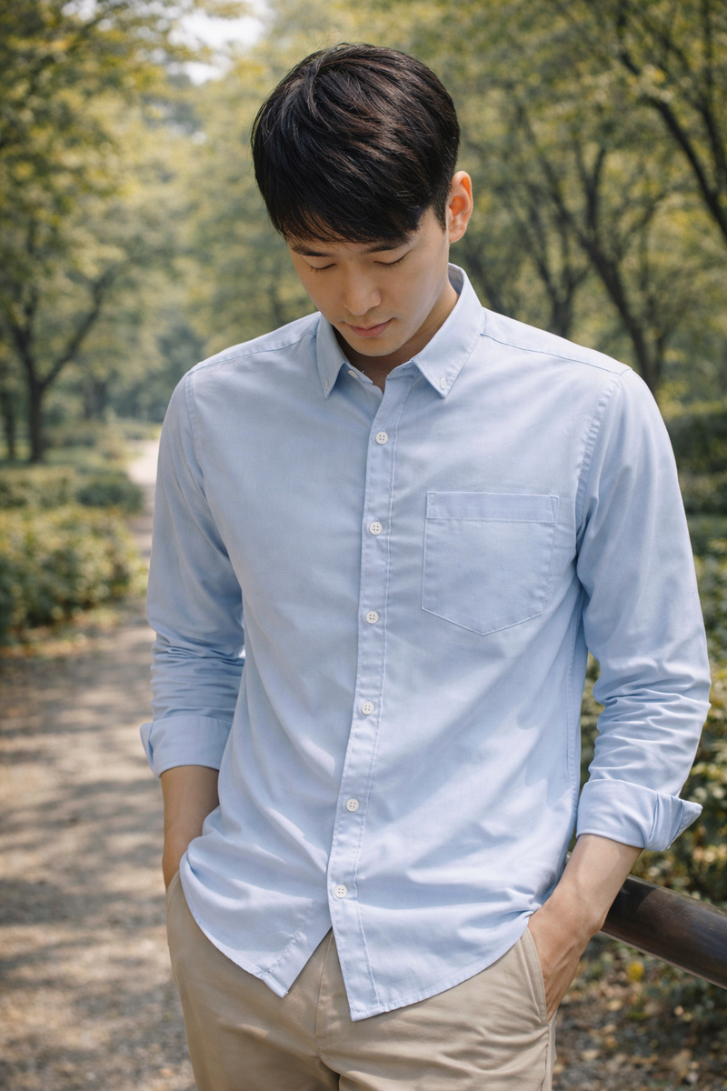 Men's Sky Blue Slim Fit Casual Shirt 6