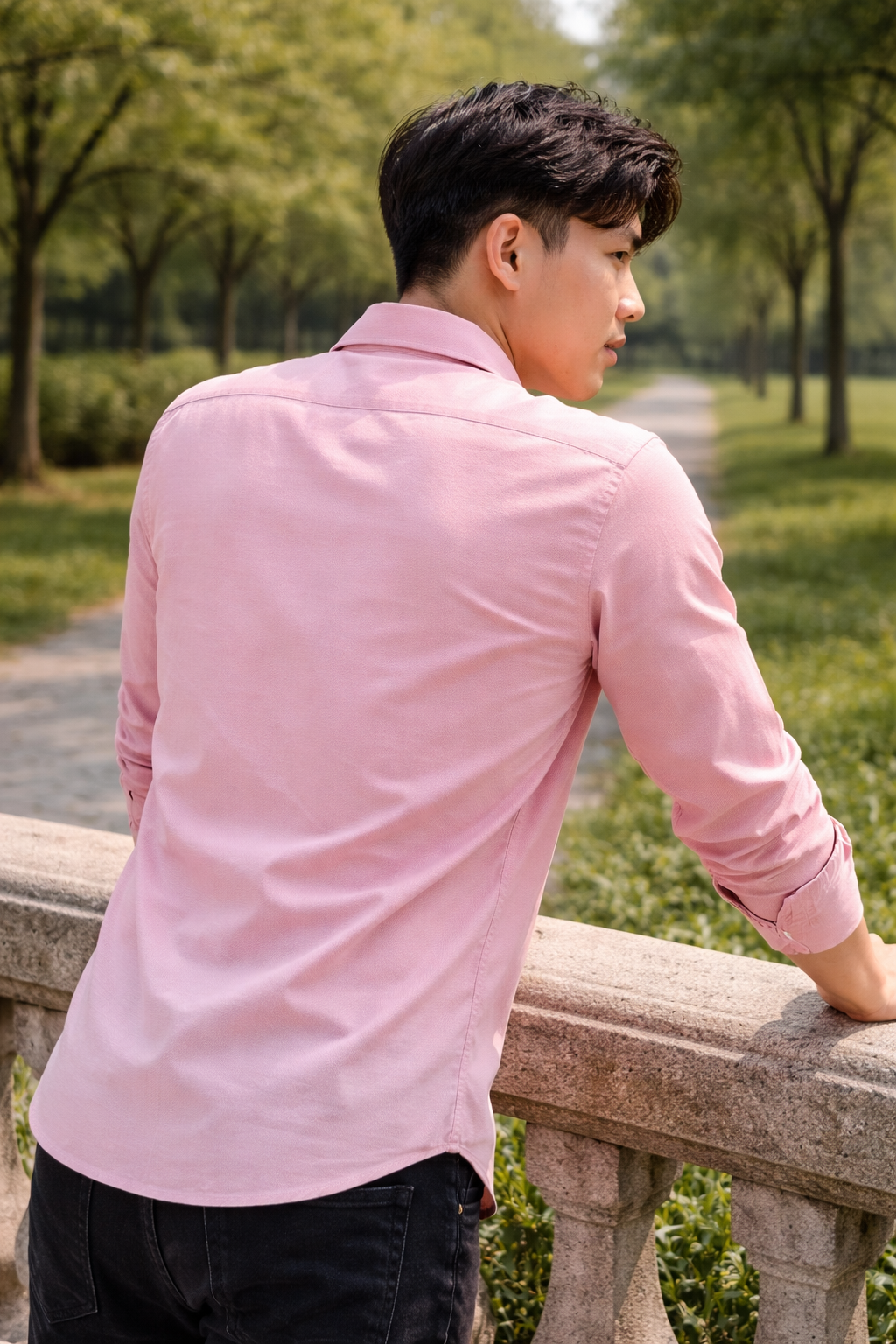 Men's Pink Slim Fit Casual Shirt