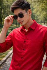 Men's Classical Red Slim Fit Casual Shirt 4