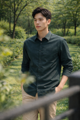 Mens Dark Green Slim Fit Casual Shirt 1