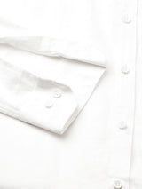 Solid White Cotton Linen Shirts for Men 2