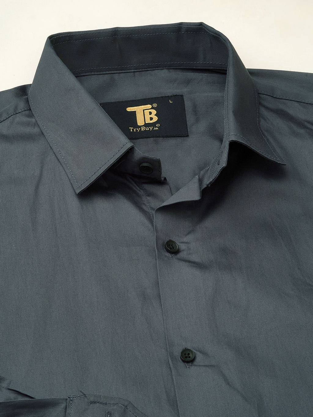 Solid Grey Satin Cotton Shirts for Men