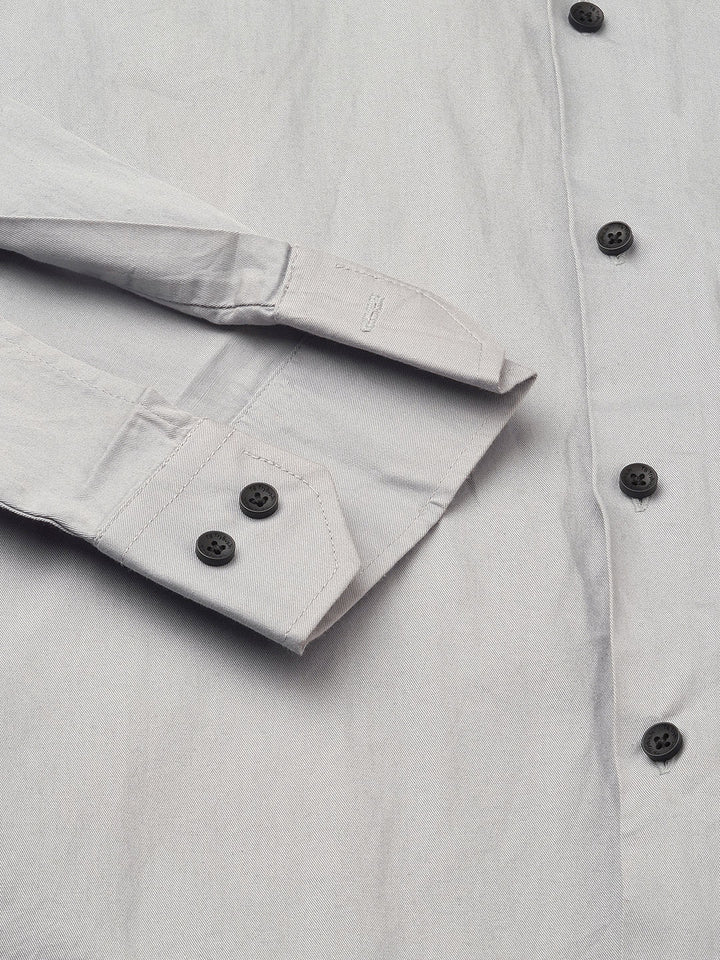 Pays Solid Silver Cotton Shirts for Men