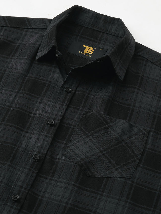 Leisure Cotton Checked Shirt for Men