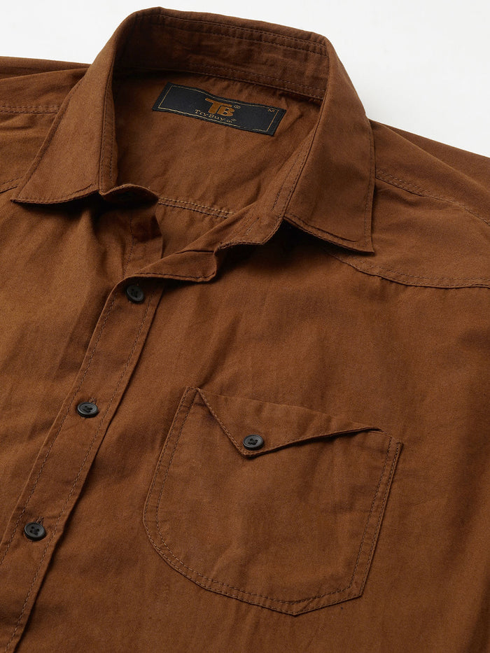 Roadster Brown Solid Shirts for Men 2