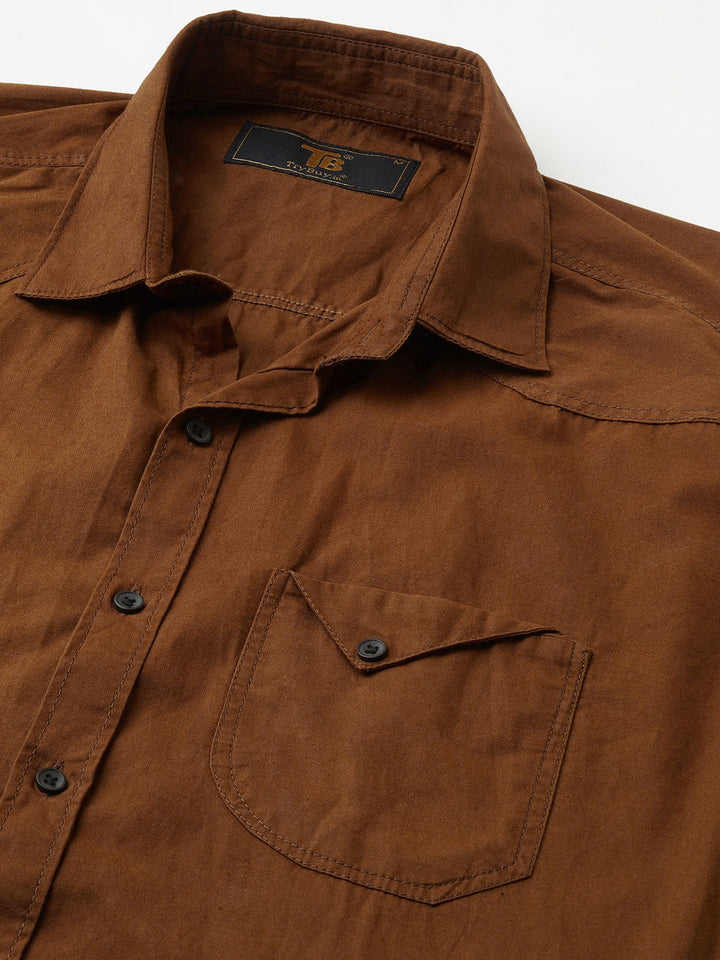 Roadster Brown Solid Shirts for Men