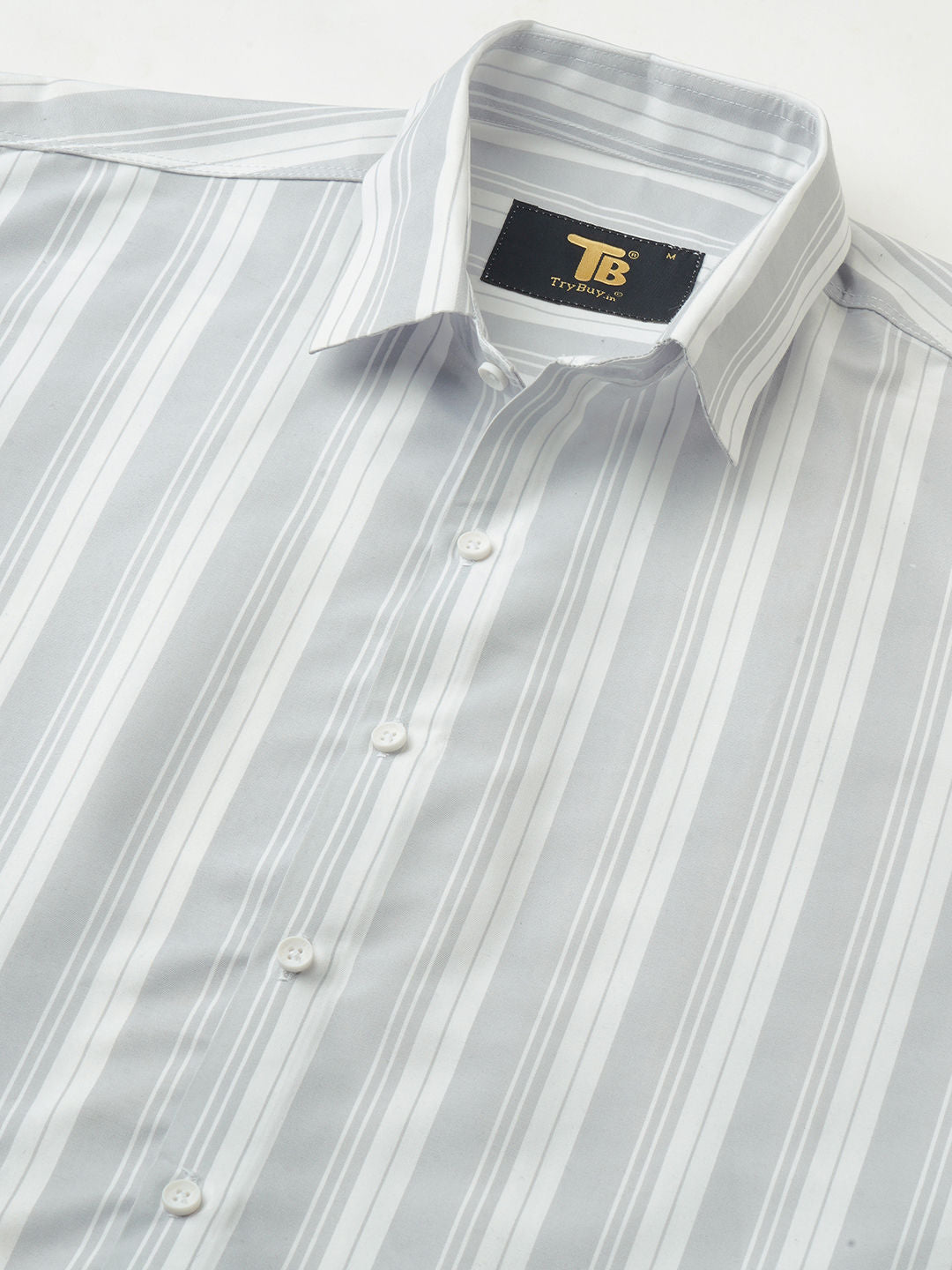 Tailored Striped Cotton Blend Shirt for Men
