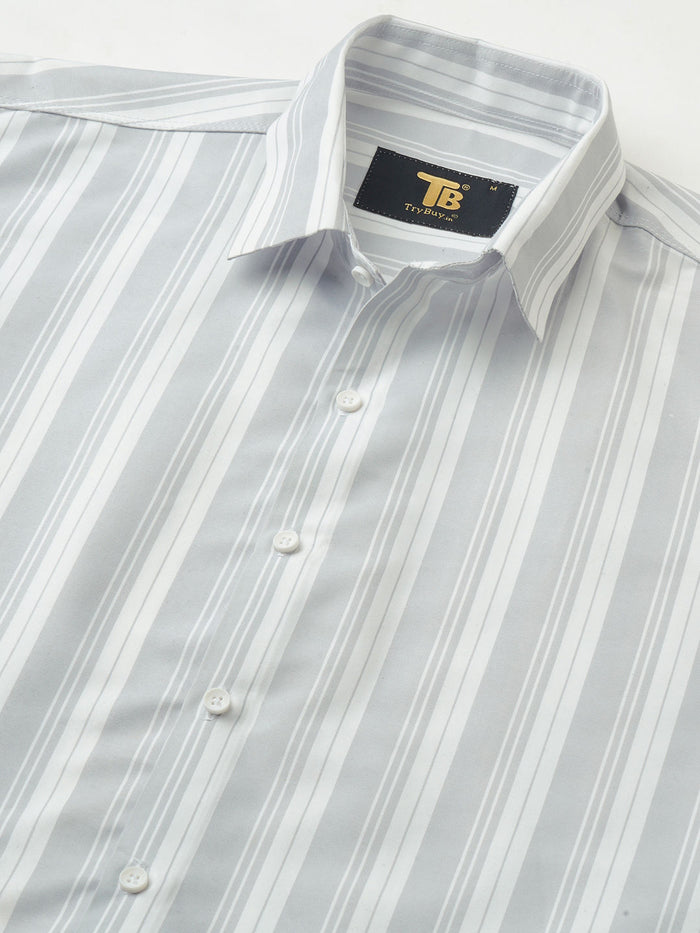 Tailored Striped Cotton Blend Shirt for Men 2