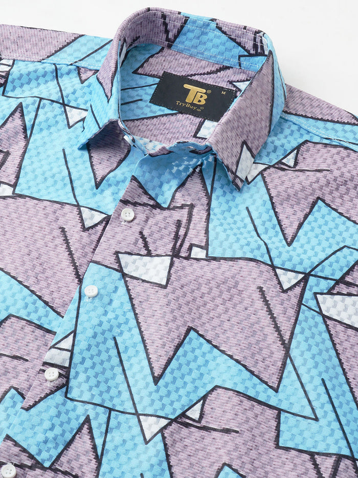 Preppy Printed Half Sleeves Men's Shirt 2