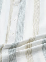 Effortless Cultured Crochet Striped Half Sleeves Men's Shirt 2