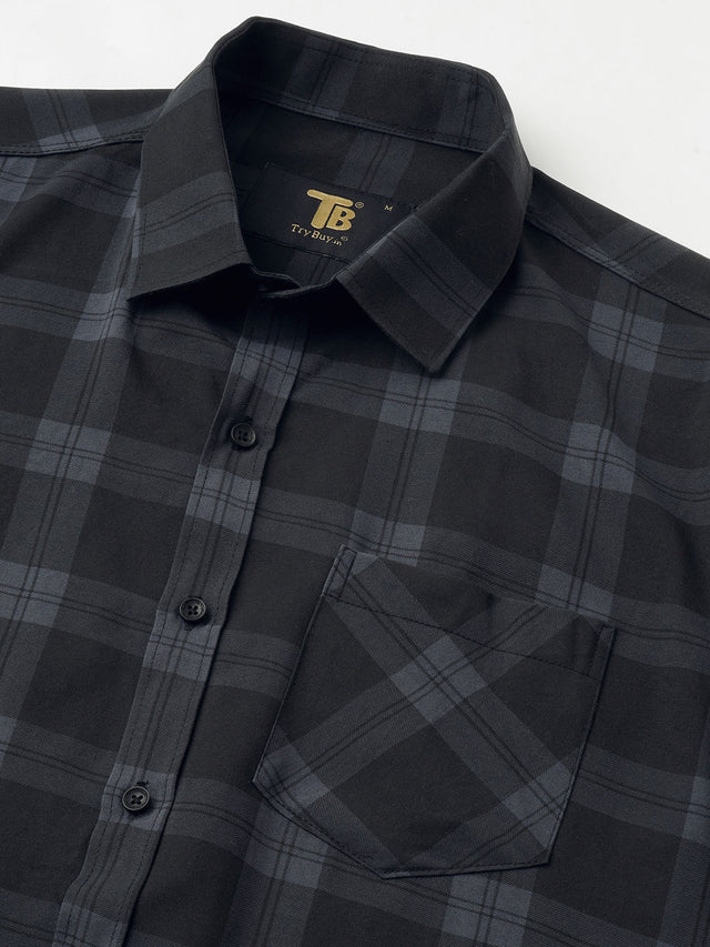 Rugged Checked Cotton Shirt for Men