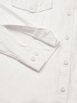 Solid White Cotton Linen Double Pocket Shirts for Men 2