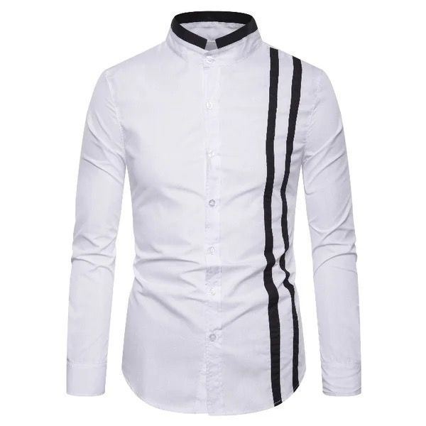 Exotic-Glam White Striped Men's Shirt 2