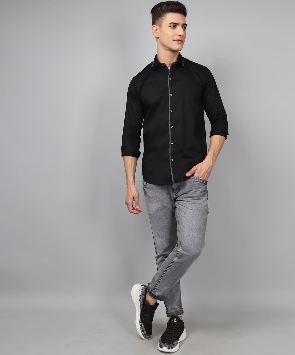Black Grey Shirt for Men