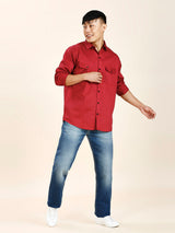 Red Double Pocket Shirt for Men 1