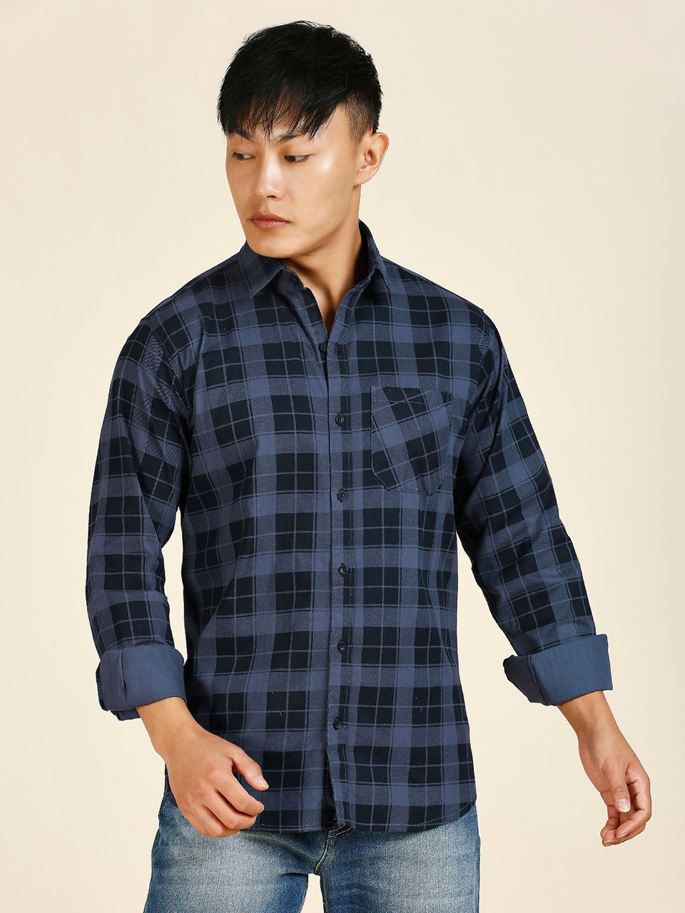 Tartan Checked Cotton Shirt for Men