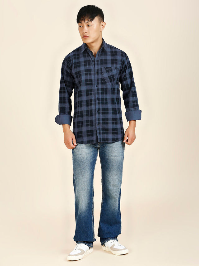 Tartan Checked Cotton Shirt for Men