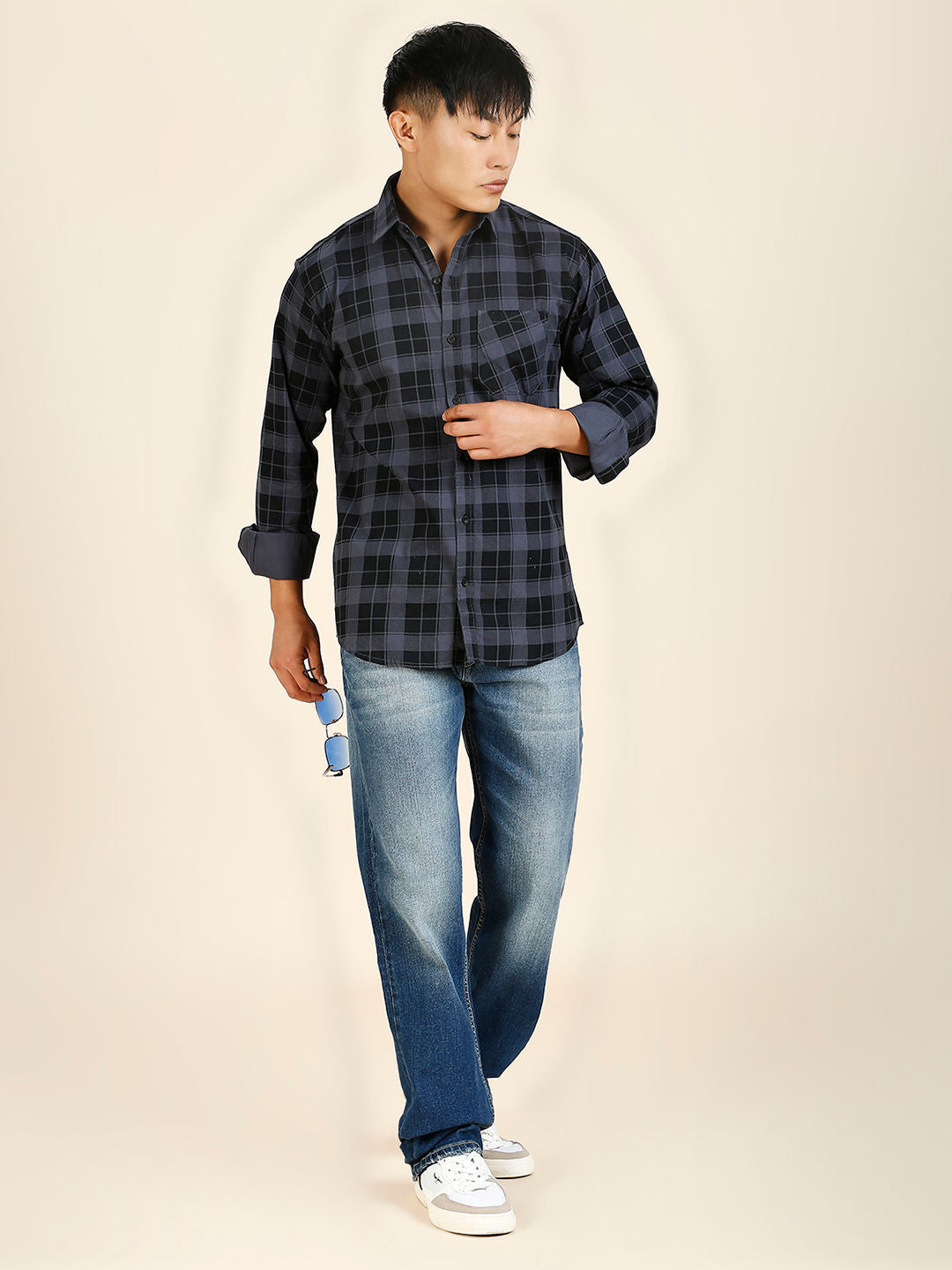 Tartan Checked Cotton Shirt for Men