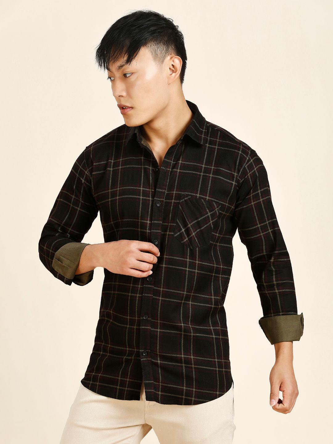 Radiant Checked Cotton Shirt for Men