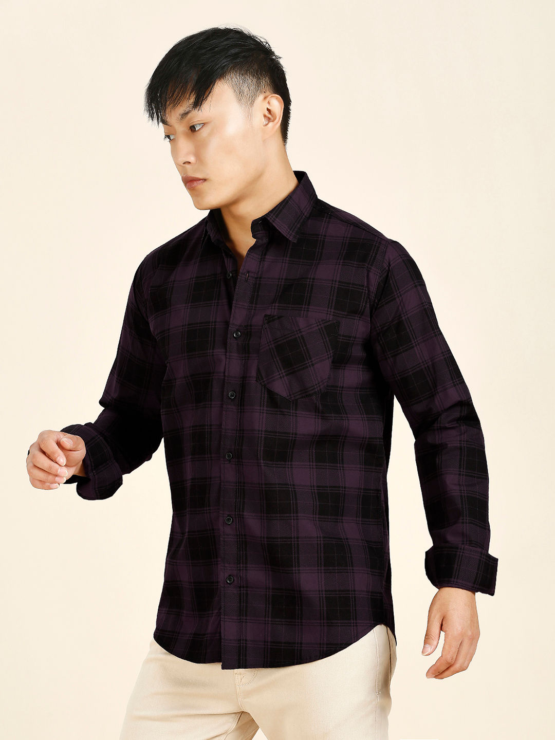 Sleek Checked Cotton Shirt for Men