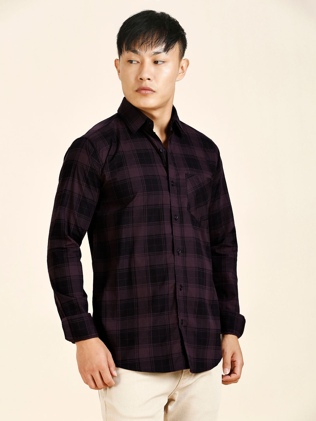 Sleek Checked Cotton Shirt for Men
