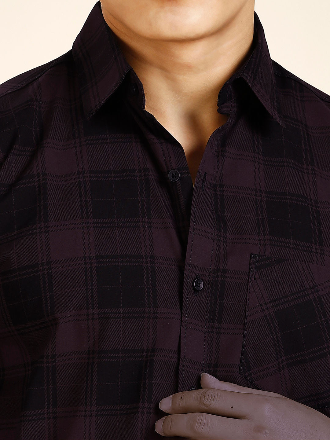 Sleek Checked Cotton Shirt for Men