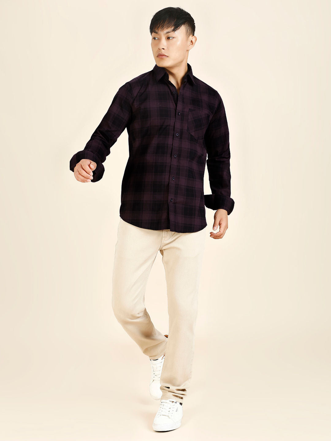 Sleek Checked Cotton Shirt for Men