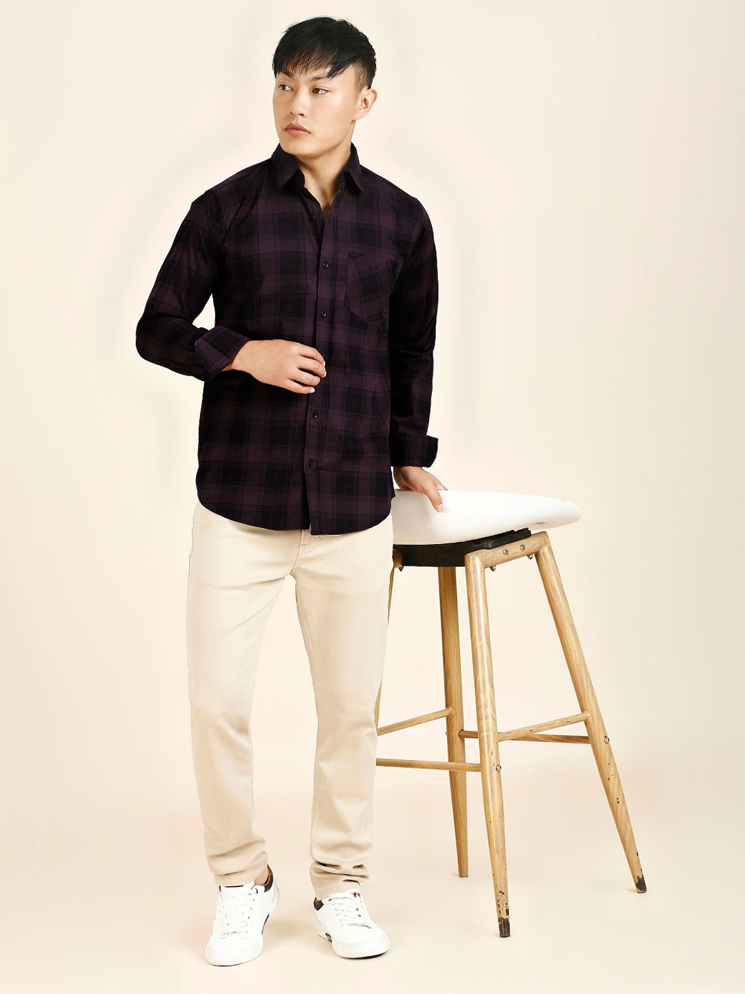 Sleek Checked Cotton Shirt for Men