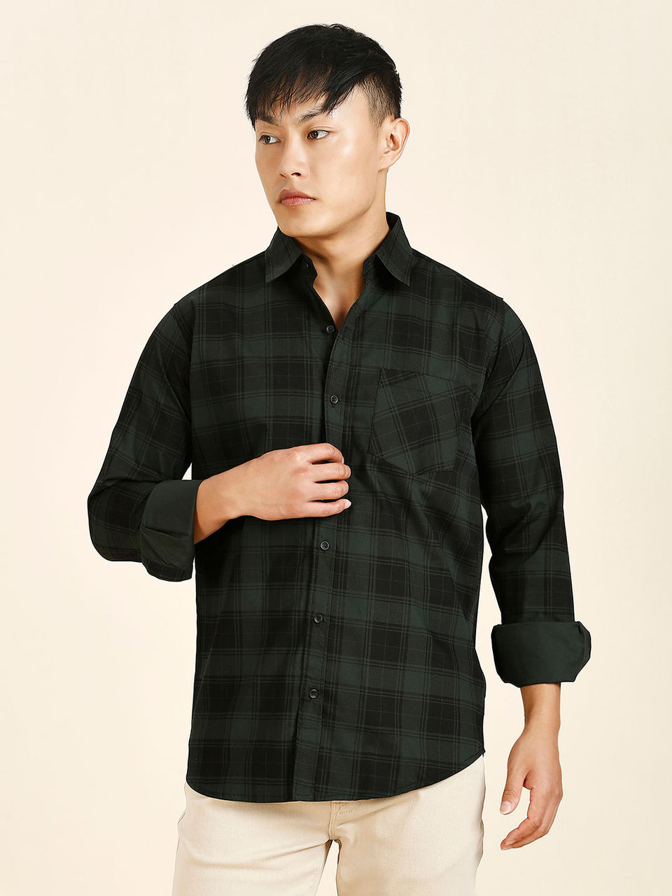Serene Checked Cotton Shirt for Men