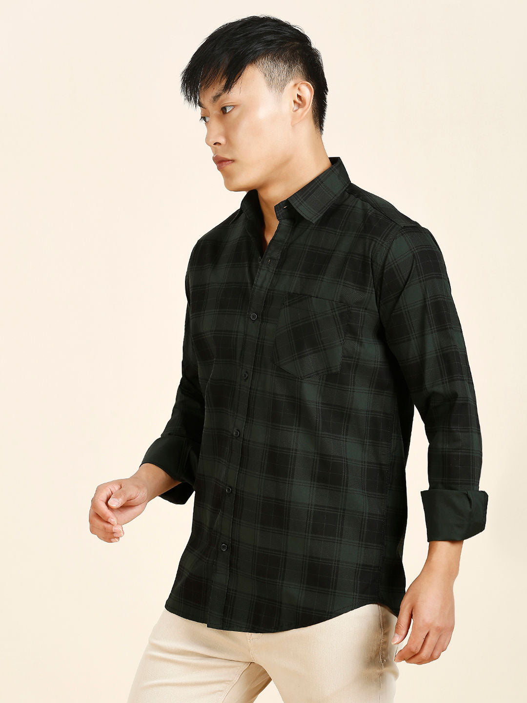 Serene Checked Cotton Shirt for Men