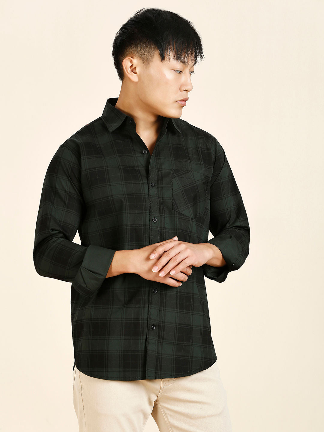 Serene Checked Cotton Shirt for Men