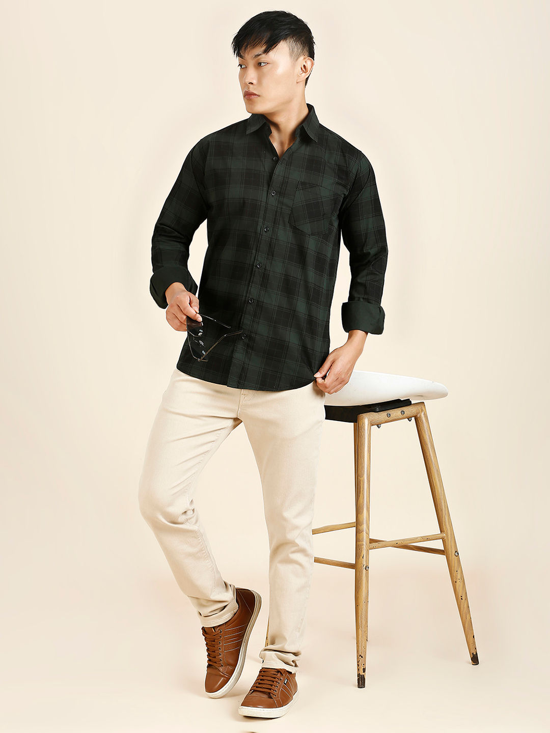 Serene Checked Cotton Shirt for Men
