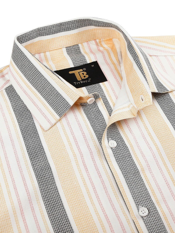 Dazzling Cotton Blend Striped Shirt for Men 2
