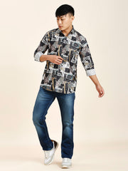 a man in a shirt and jeans is posing for a picture