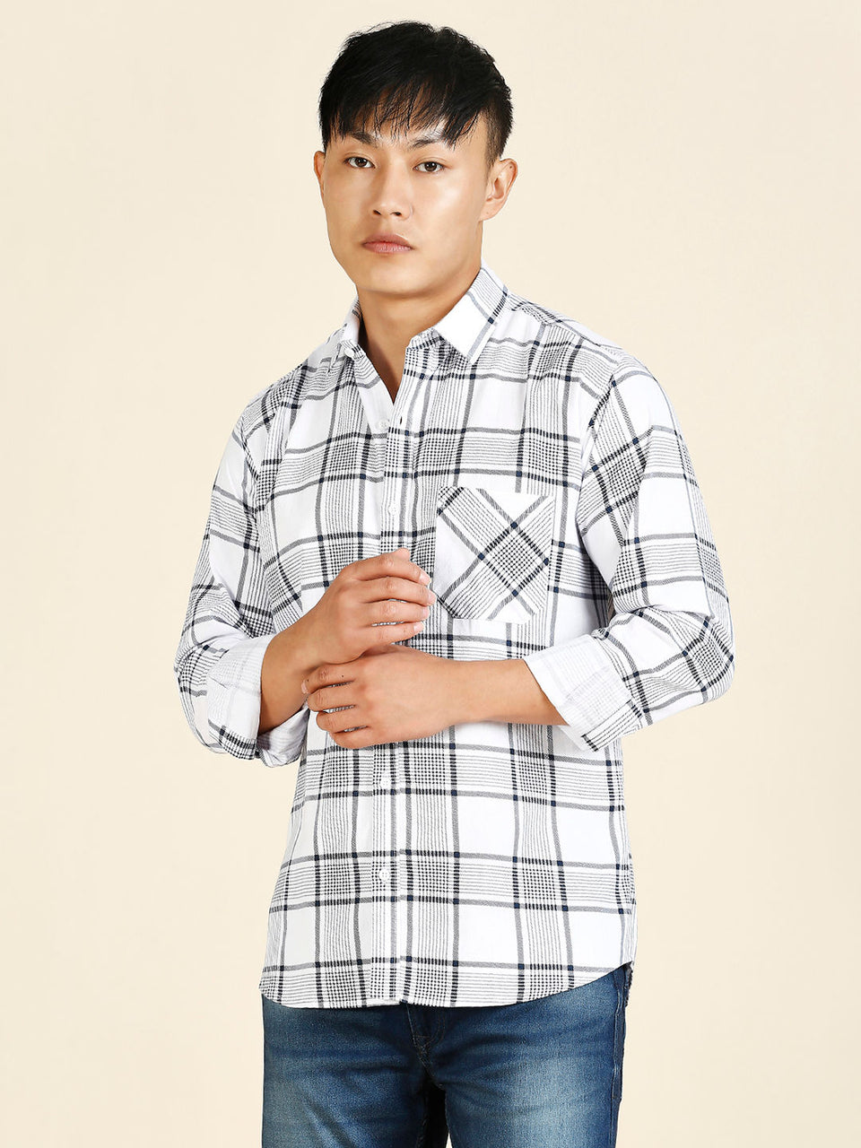 Vintage Checked Cotton Shirt for Men