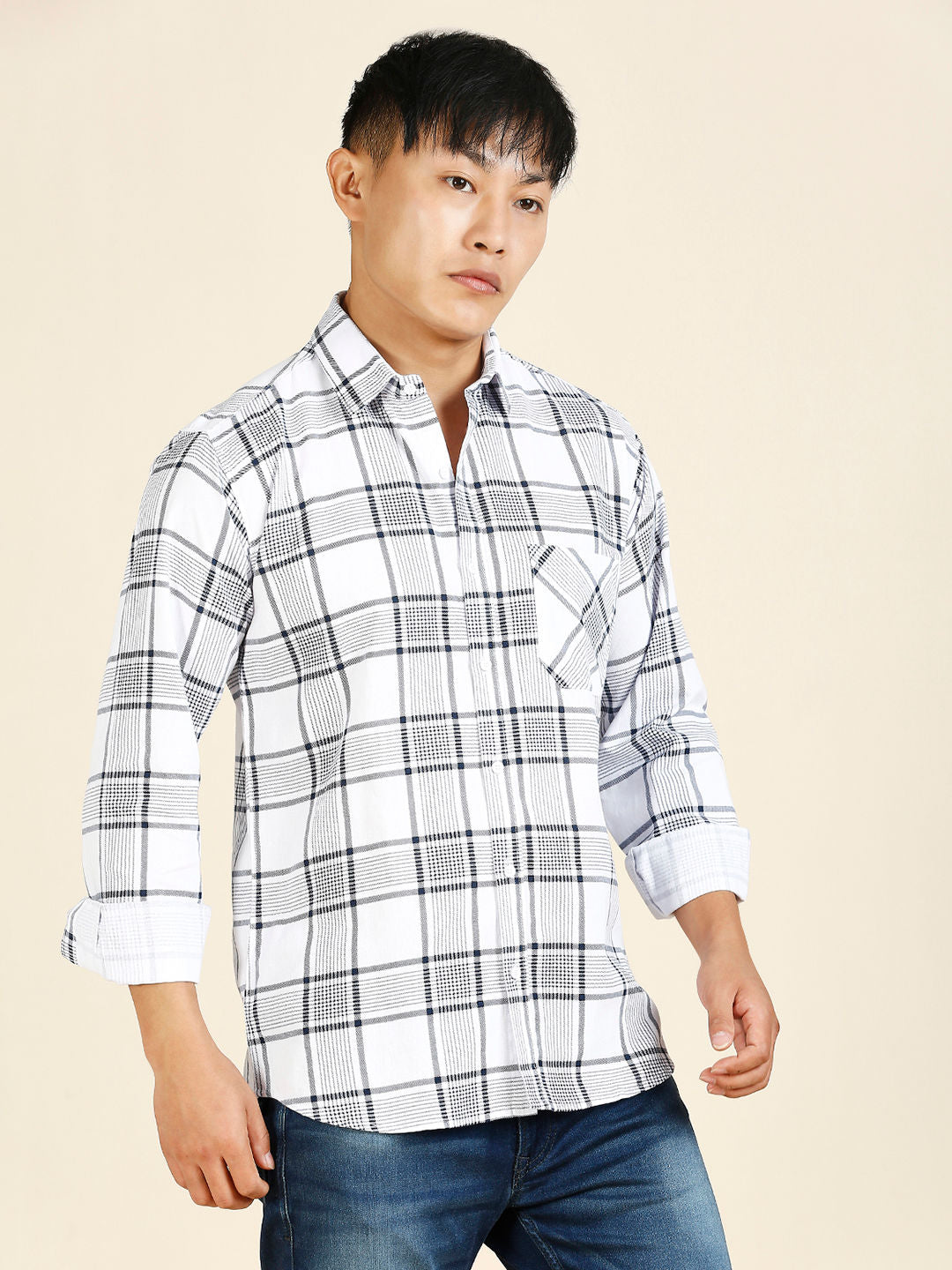 Vintage Checked Cotton Shirt for Men