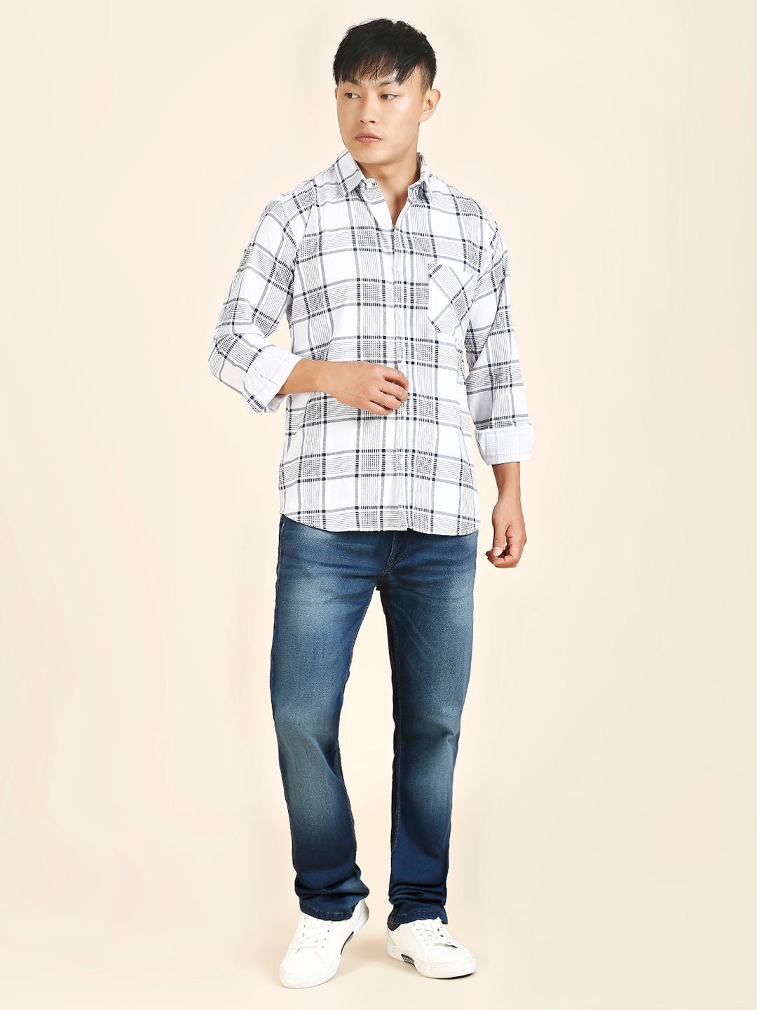 Vintage Checked Cotton Shirt for Men