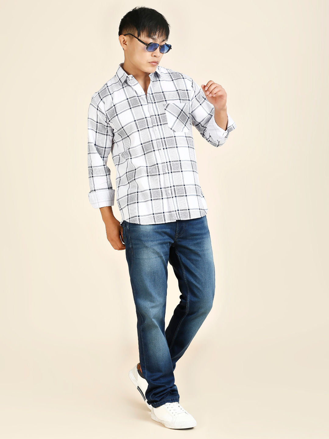 Vintage Checked Cotton Shirt for Men