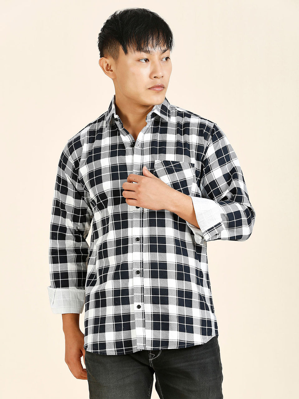 Breezy Cotton Checked Shirt for Men