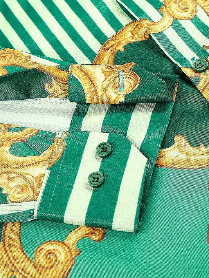 a close up of a green and white striped shirt