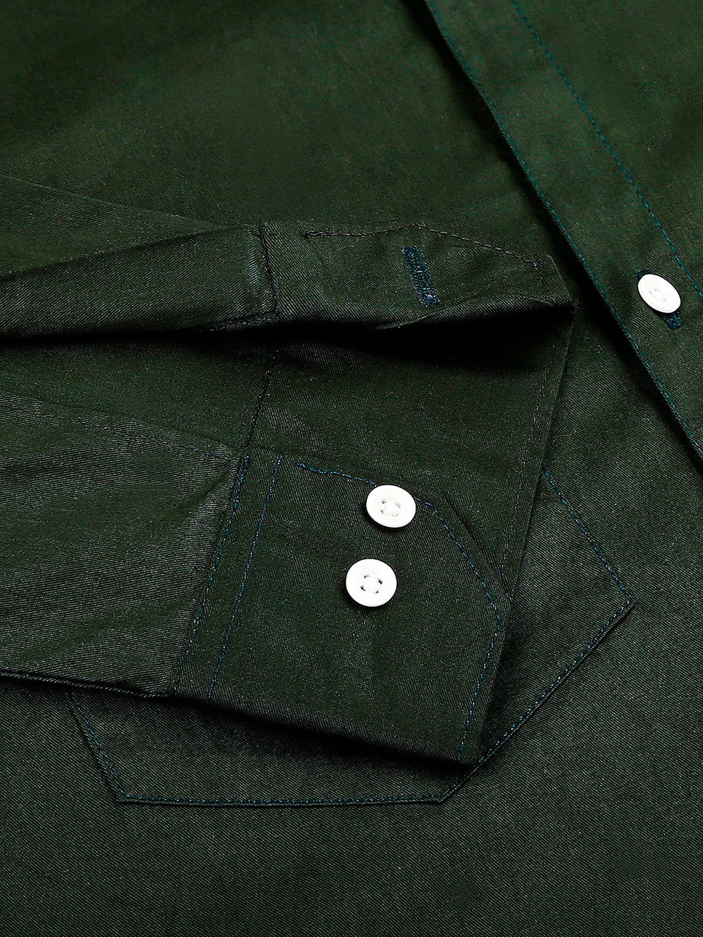 Green Solid Double Pocket Mandarin Men's Shirt